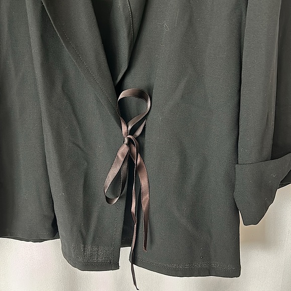 Yves Saint Laurent Ri’ve Gauche Vtg Black Authenticated Tie Jacket Top *Sz 36* - Picture 4 of 6